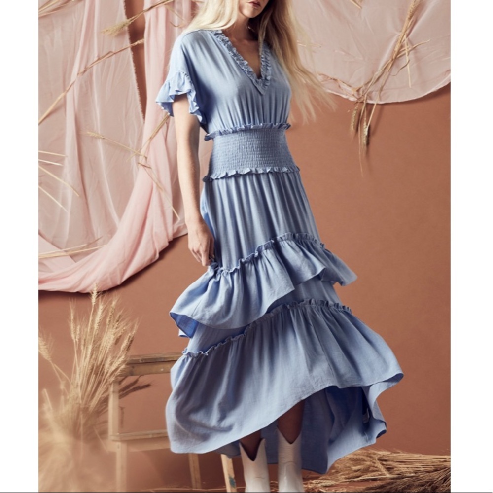 Elliatt Powder Blue Ruffled Maxi Dress